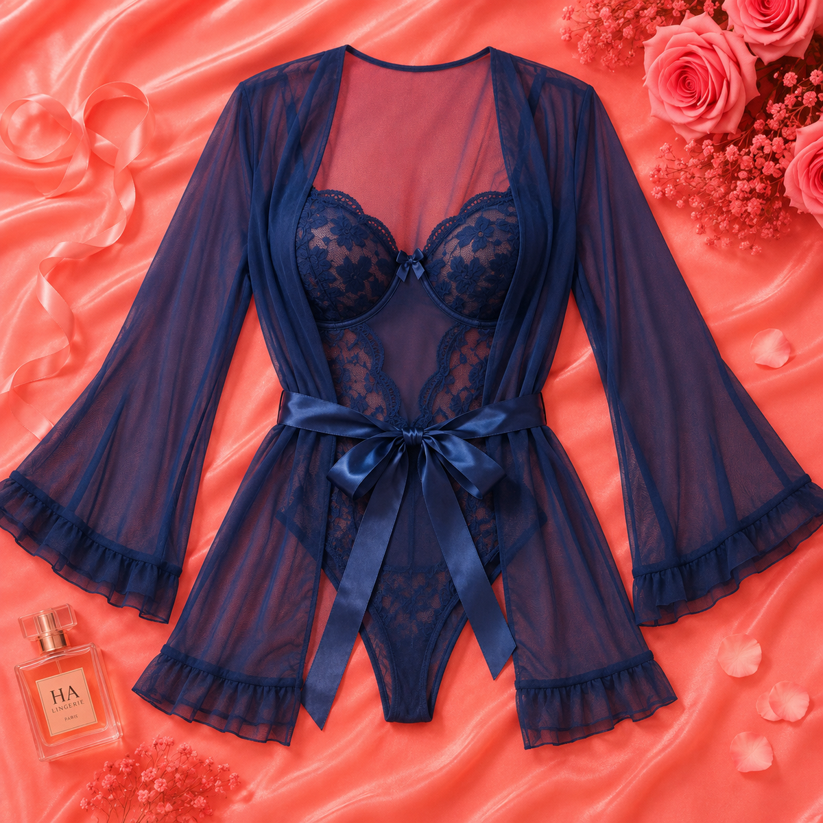 Dark blue lingerie set