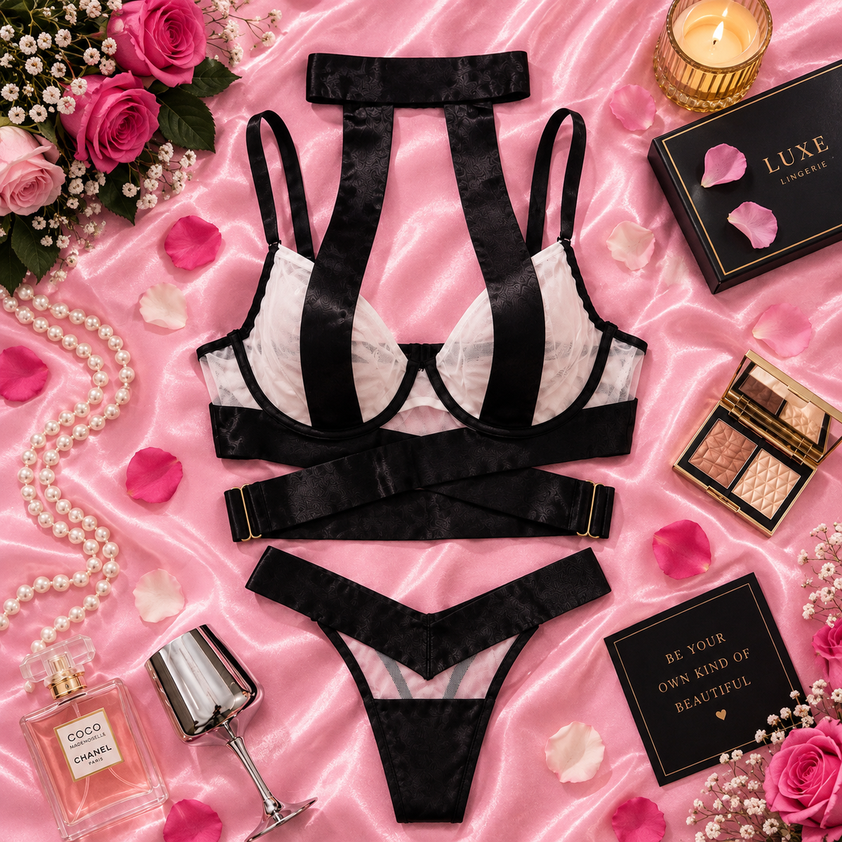 Black Cut-Out Halter Neck Babydoll